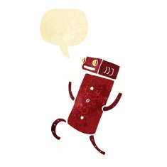 cartoon robot with speech bubble N25