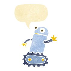 cartoon robot with speech bubble N26