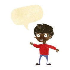 Cartoon happy boy with speech bubble N27