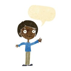 Cartoon happy boy with speech bubble N28