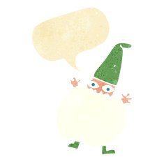 cartoon tiny santa with speech bubble N4