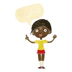 cartoon girl asking question with speech bubble N2