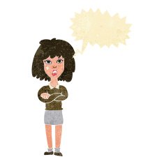 cartoon tough woman with folded arms speech bubble N2