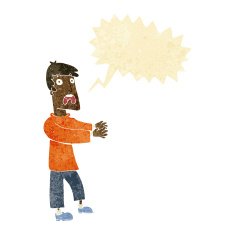 cartoon terrified man with speech bubble N35