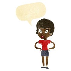 cartoon woman with hands on hips speech bubble N35