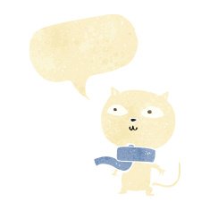 cartoon funny cat wearing scarf with speech bubble N3
