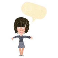 cartoon annoyed woman with speech bubble N30