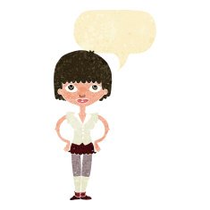 cartoon woman with hands on hips speech bubble N38