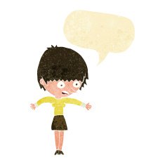 cartoon woman panicking with speech bubble N2