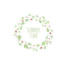 Frame with leaves and berries Summer time
