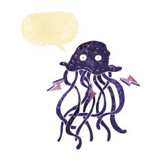 cartoon octopus with speech bubble N5