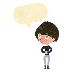 cartoon woman considering with speech bubble N2