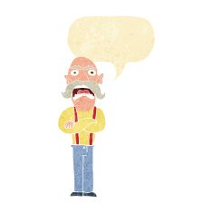 cartoon shocked old man with speech bubble N5