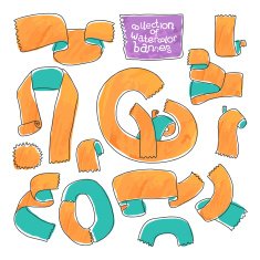 Collection of Vector Watercolor Orange Banners