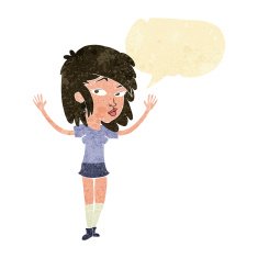 cartoon pretty girl with speech bubble N16
