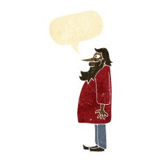 cartoon bearded old man with speech bubble N4