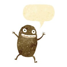 cartoon happy potato with speech bubble N2