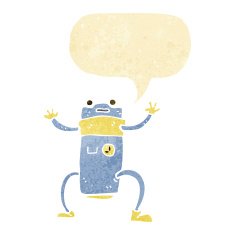 cartoon robot with speech bubble N27