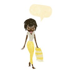cartoon woman going to bed with speech bubble