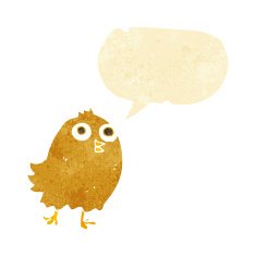 cartoon happy bird with speech bubble N8