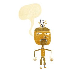 cartoon robot with speech bubble N28
