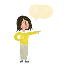 cartoon woman pointing with speech bubble N37