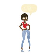 cartoon pretty woman with speech bubble N46