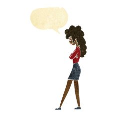 cartoon annoyed woman with speech bubble N32