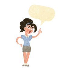 cartoon woman with idea speech bubble N42