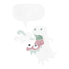 cartoon gross ghost with speech bubble N6