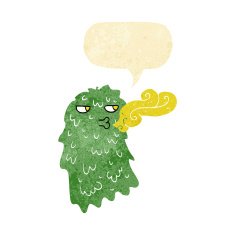 cartoon gross ghost with speech bubble N7