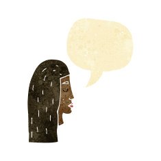 cartoon female face profile with speech bubble N2