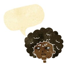 cartoon bitter old woman with speech bubble N2