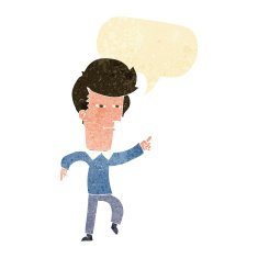 cartoon man accusing with speech bubble N3