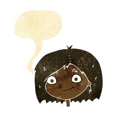 cartoon happy female face with speech bubble N34