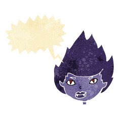 cartoon vampire head with speech bubble N8