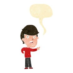 cartoon shocked man pointing with speech bubble N2