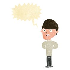 cartoon happy man with speech bubble N63