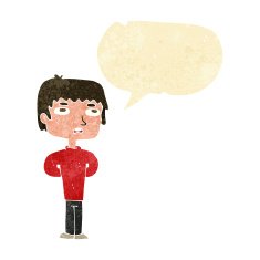 cartoon unhappy man with speech bubble N2