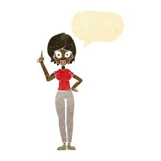 cartoon woman explaining her point with speech bubble