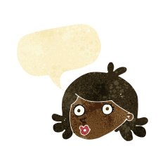 cartoon pretty face with speech bubble N2