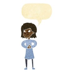 cartoon happy woman with speech bubble N38