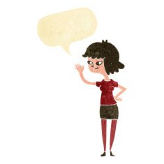 cartoon friendly girl waving with speech bubble N2