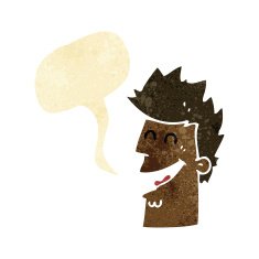 cartoon happy man with speech bubble N65