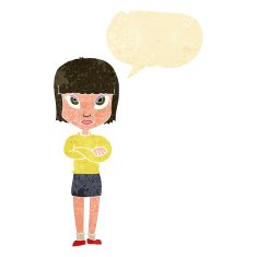 cartoon woman with crossed arms speech bubble N10