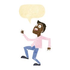 cartoon man panicking with speech bubble N9