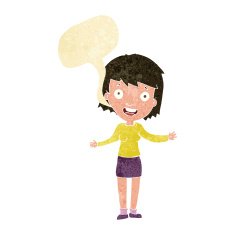 cartoon excited woman with speech bubble N23
