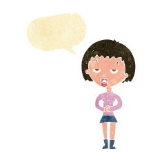 cartoon bored woman waiting with speech bubble N2