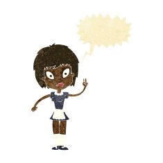 cartoon maid with speech bubble N6