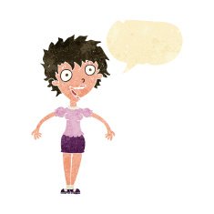 cartoon excited woman with speech bubble N24